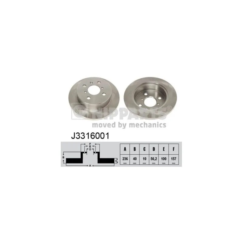 Jeu de 2 disques de frein arrière NIPPARTS J3316001