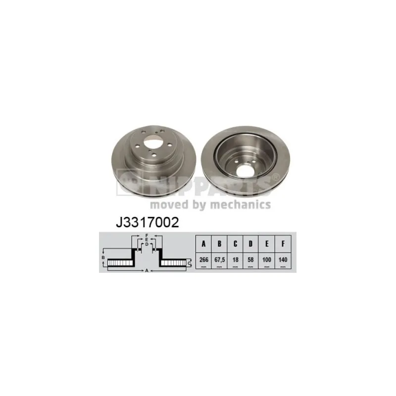 Jeu de 2 disques de frein arrière NIPPARTS J3317002