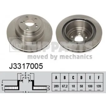 Jeu de 2 disques de frein arrière NIPPARTS J3317005