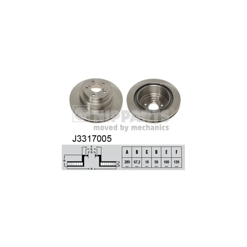 Jeu de 2 disques de frein arrière NIPPARTS J3317005