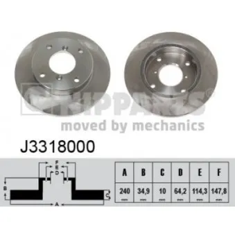 Jeu de 2 disques de frein arrière NIPPARTS J3318000