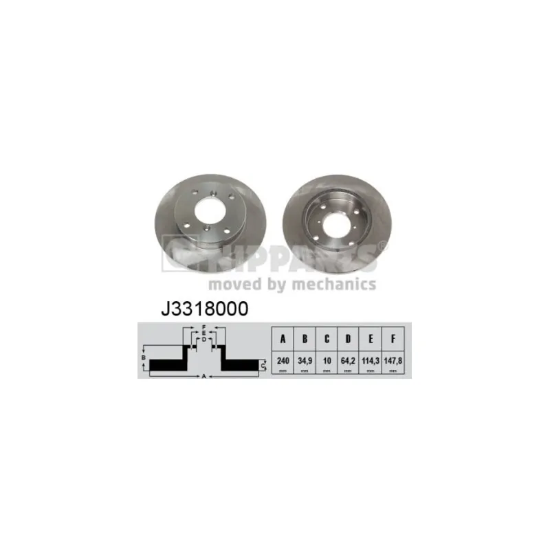 Jeu de 2 disques de frein arrière NIPPARTS J3318000