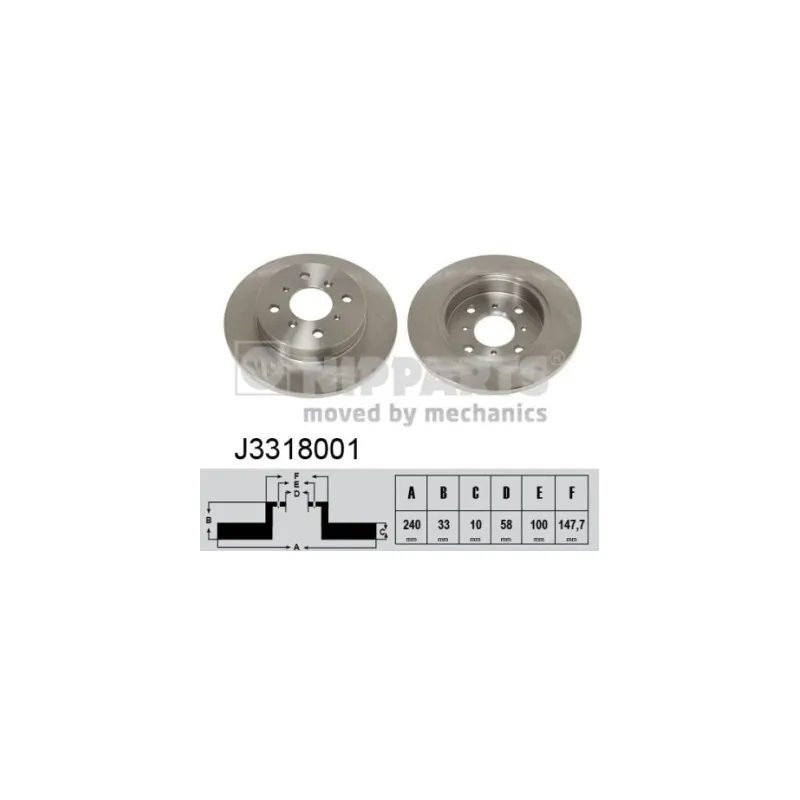 Jeu de 2 disques de frein arrière NIPPARTS J3318001