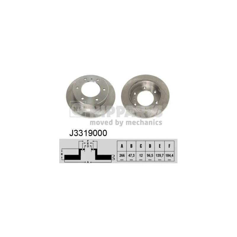 Jeu de 2 disques de frein arrière NIPPARTS J3319000