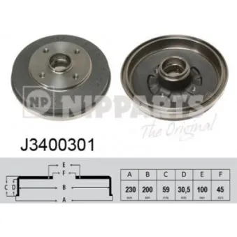 Tambour de frein NIPPARTS J3400301