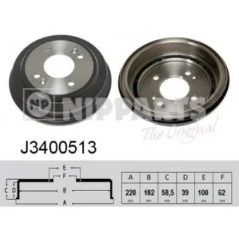 Tambour de frein NIPPARTS J3400513