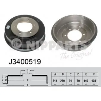 Tambour de frein NIPPARTS J3400519