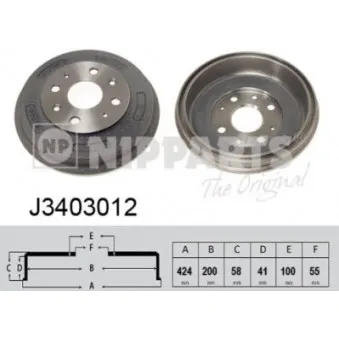 Tambour de frein NIPPARTS J3403012