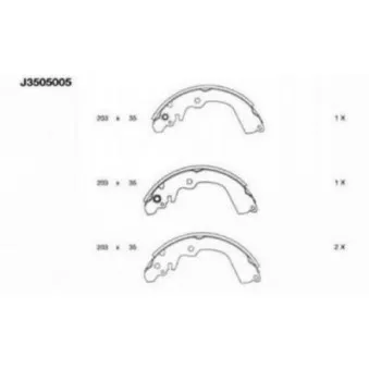 Jeu de mâchoires de frein NIPPARTS J3505005