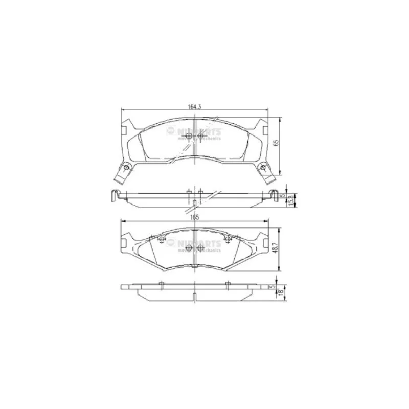 Jeu de 4 plaquettes de frein avant NIPPARTS J3600302