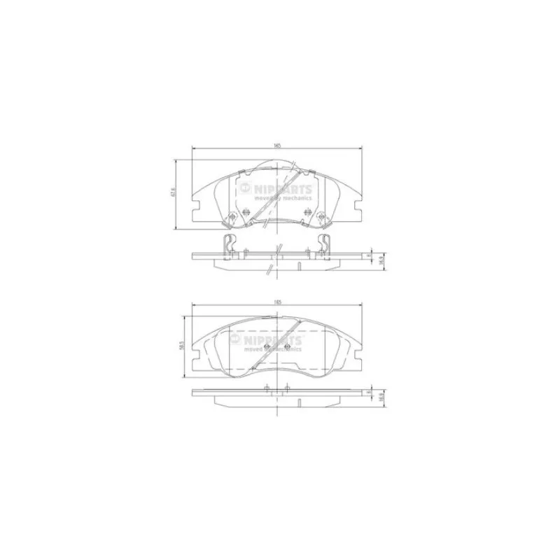Jeu de 4 plaquettes de frein avant NIPPARTS J3600326