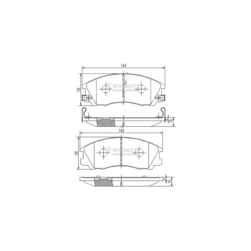 Jeu de 4 plaquettes de frein avant NIPPARTS J3600534
