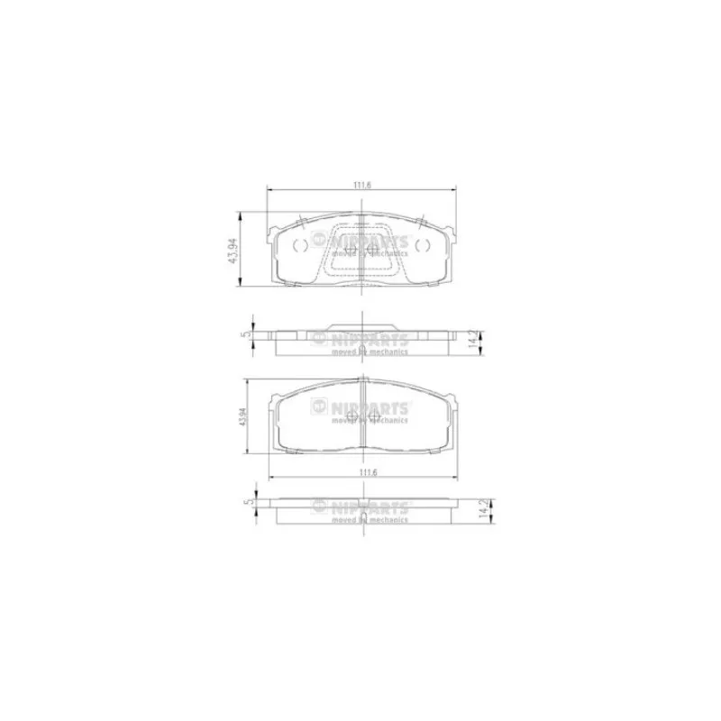 Jeu de 4 plaquettes de frein avant NIPPARTS J3601005