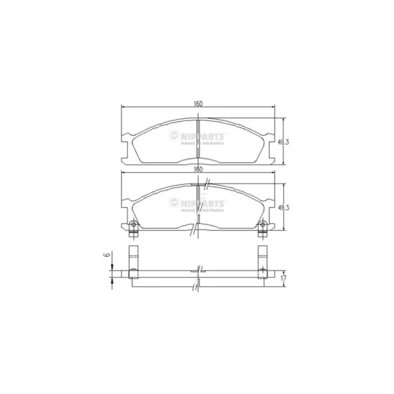 Jeu de 4 plaquettes de frein avant NIPPARTS J3601037