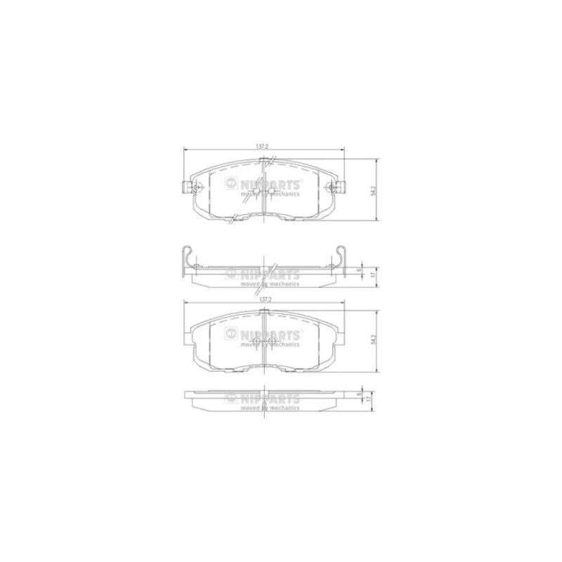 Jeu de 4 plaquettes de frein avant NIPPARTS J3601044