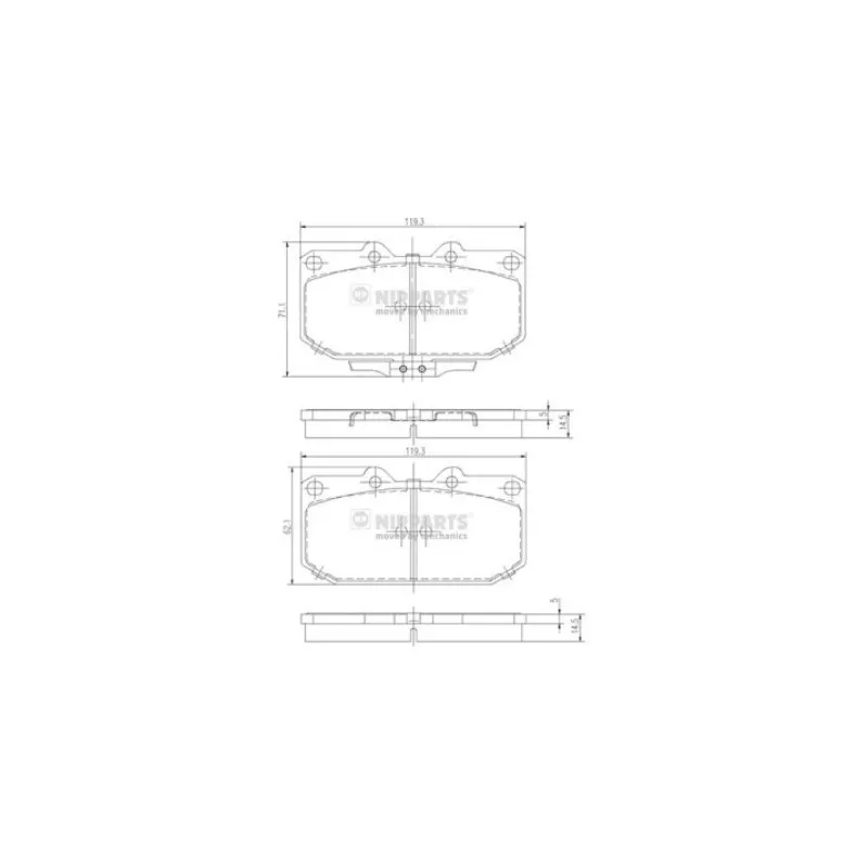 Jeu de 4 plaquettes de frein avant NIPPARTS J3601047