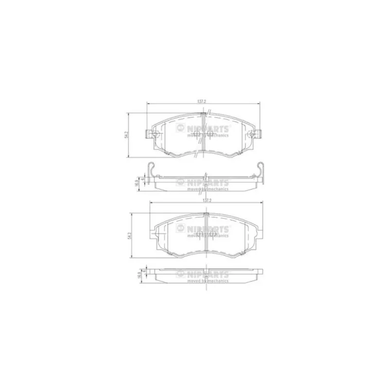 Jeu de 4 plaquettes de frein avant NIPPARTS J3601055
