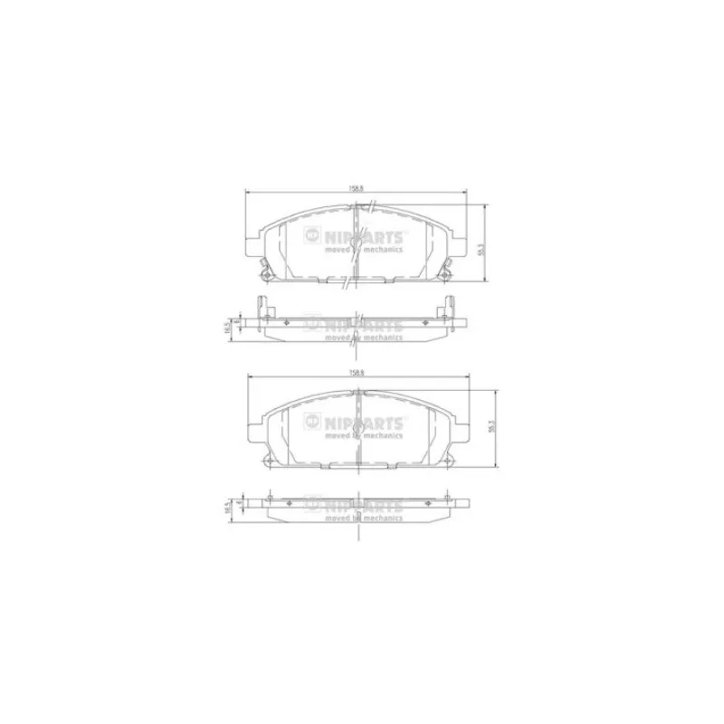 Jeu de 4 plaquettes de frein avant NIPPARTS J3601071