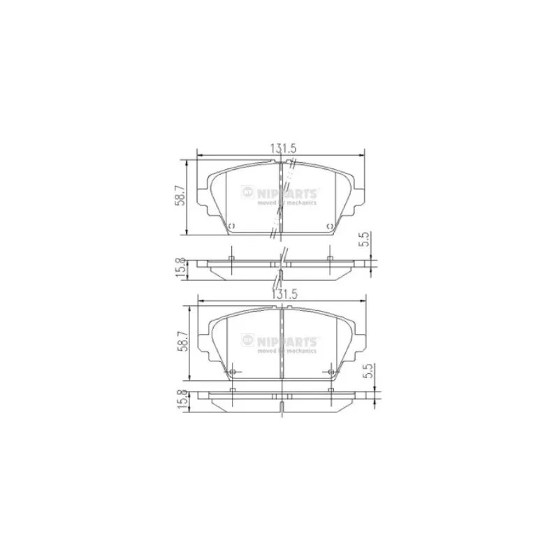 Jeu de 4 plaquettes de frein avant NIPPARTS J3601072