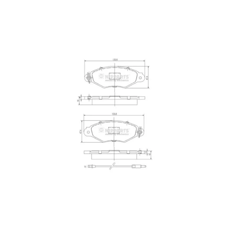 Jeu de 4 plaquettes de frein avant NIPPARTS J3601093