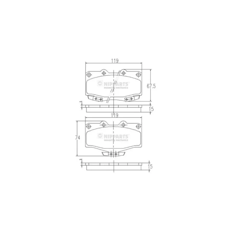 Jeu de 4 plaquettes de frein avant NIPPARTS J3602054
