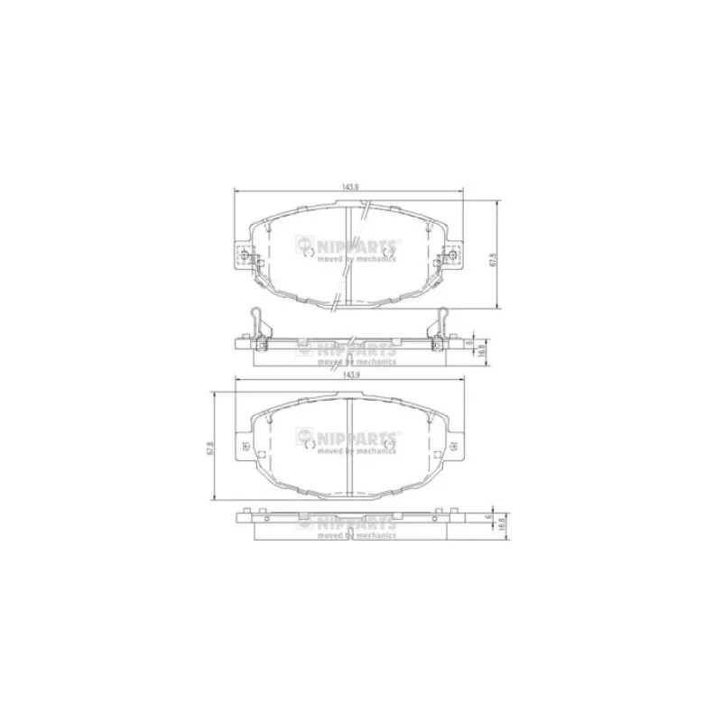 Jeu de 4 plaquettes de frein avant NIPPARTS J3602087