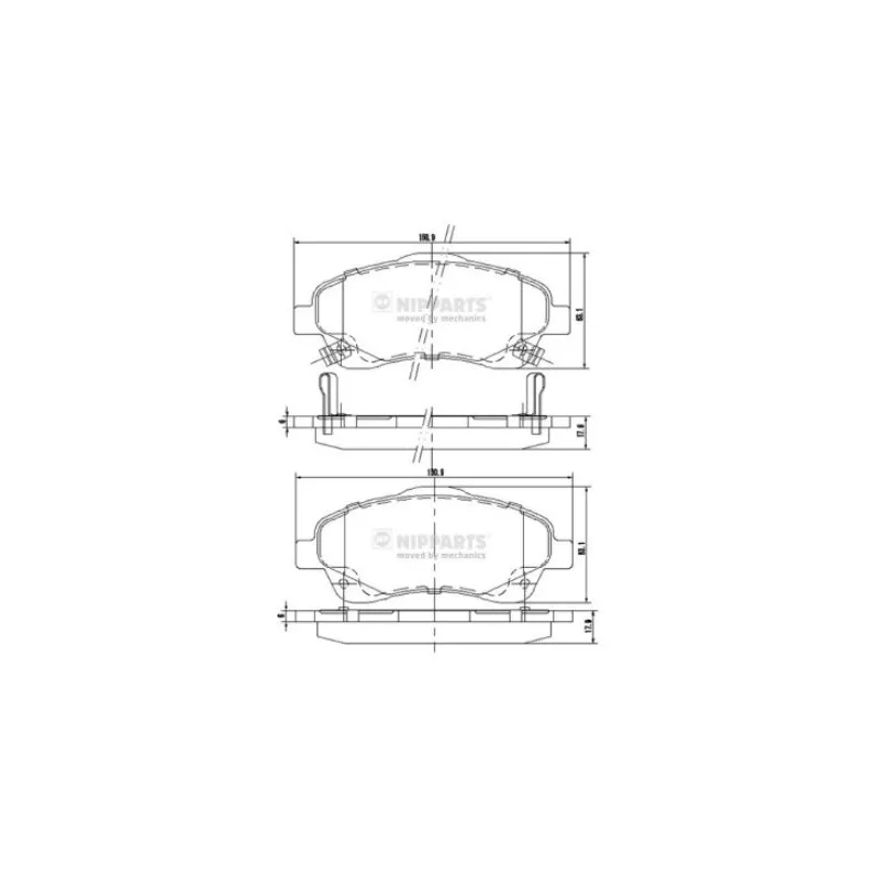 Jeu de 4 plaquettes de frein avant NIPPARTS J3602112