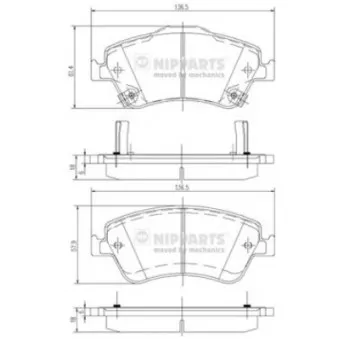 Jeu de 4 plaquettes de frein avant NIPPARTS J3602124