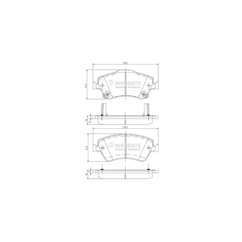 Jeu de 4 plaquettes de frein avant NIPPARTS J3602124