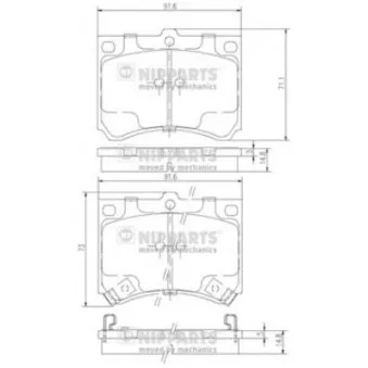 Jeu de 4 plaquettes de frein avant NIPPARTS J3603035