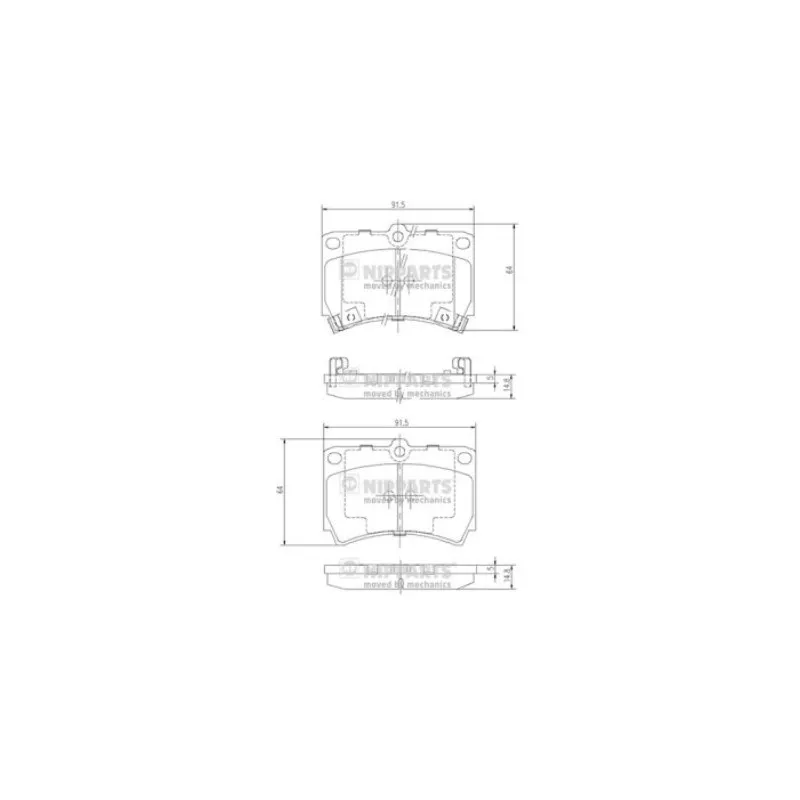 Jeu de 4 plaquettes de frein avant NIPPARTS J3603036