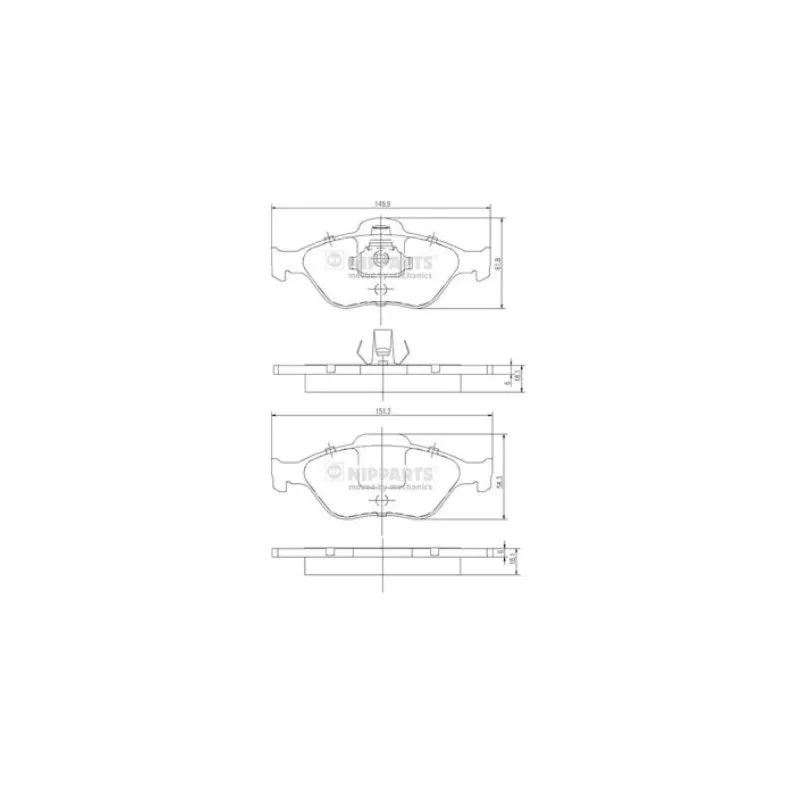 Jeu de 4 plaquettes de frein avant NIPPARTS J3603065