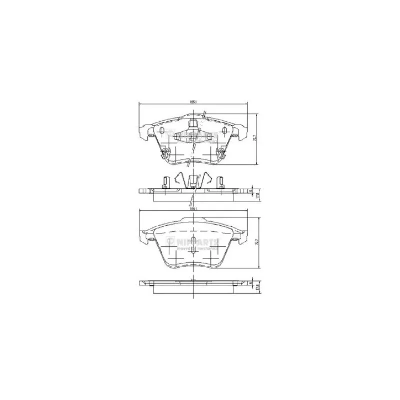 Jeu de 4 plaquettes de frein avant NIPPARTS J3603067