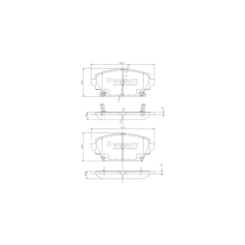Jeu de 4 plaquettes de frein avant NIPPARTS J3604047
