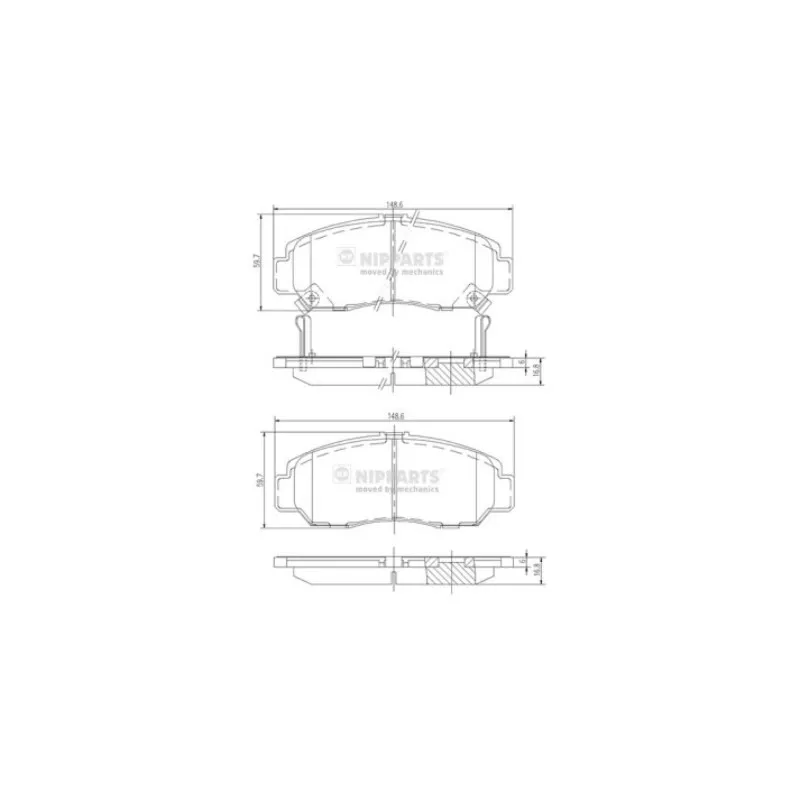 Jeu de 4 plaquettes de frein avant NIPPARTS J3604051