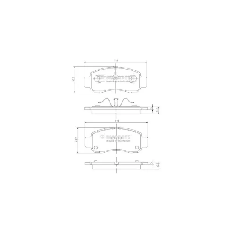 Jeu de 4 plaquettes de frein avant NIPPARTS J3604062