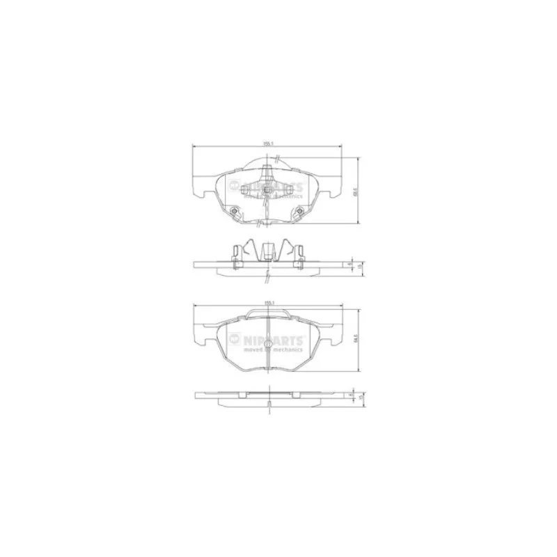 Jeu de 4 plaquettes de frein avant NIPPARTS J3604064