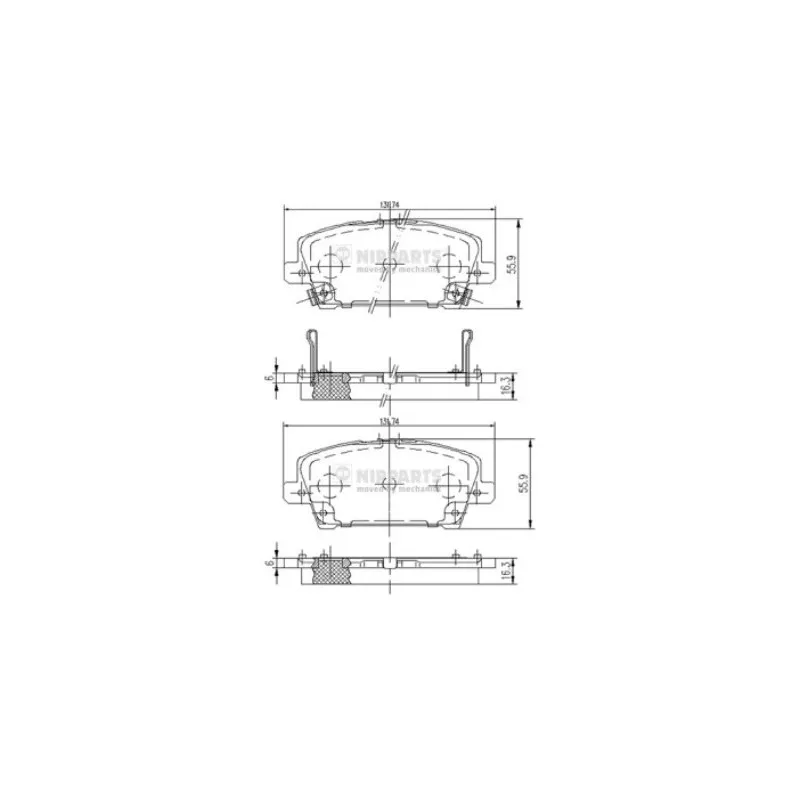 Jeu de 4 plaquettes de frein avant NIPPARTS J3604065