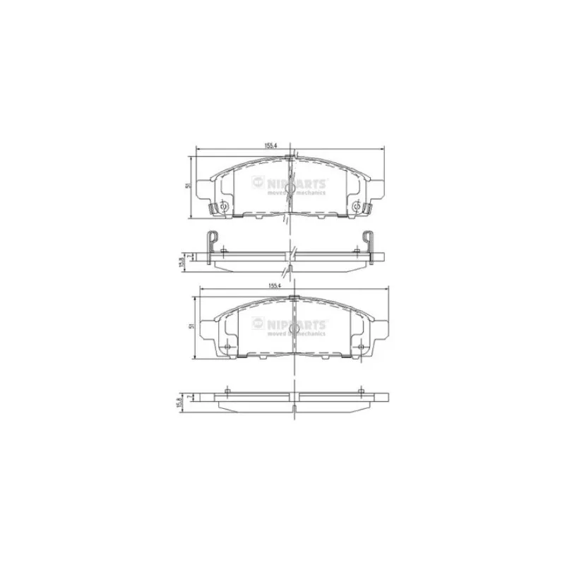 Jeu de 4 plaquettes de frein avant NIPPARTS J3605050