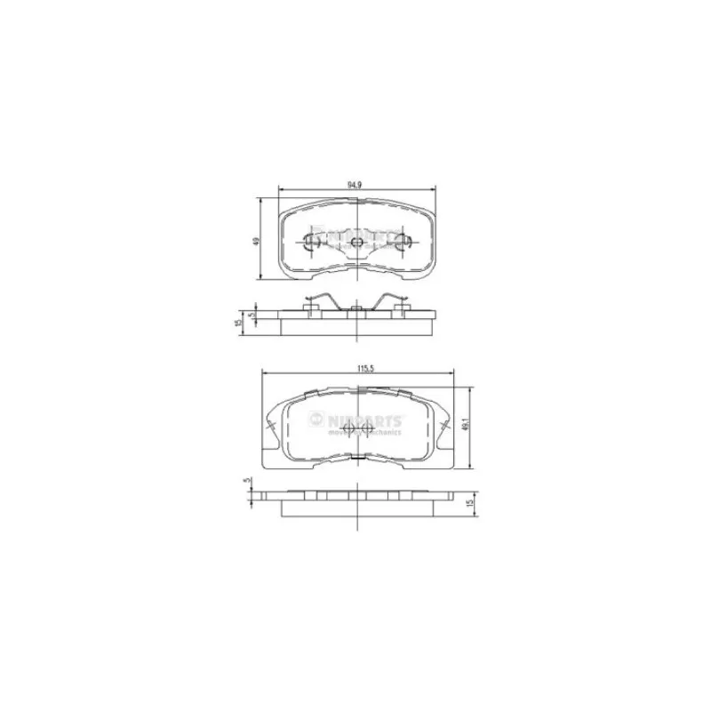 Jeu de 4 plaquettes de frein avant NIPPARTS J3606019