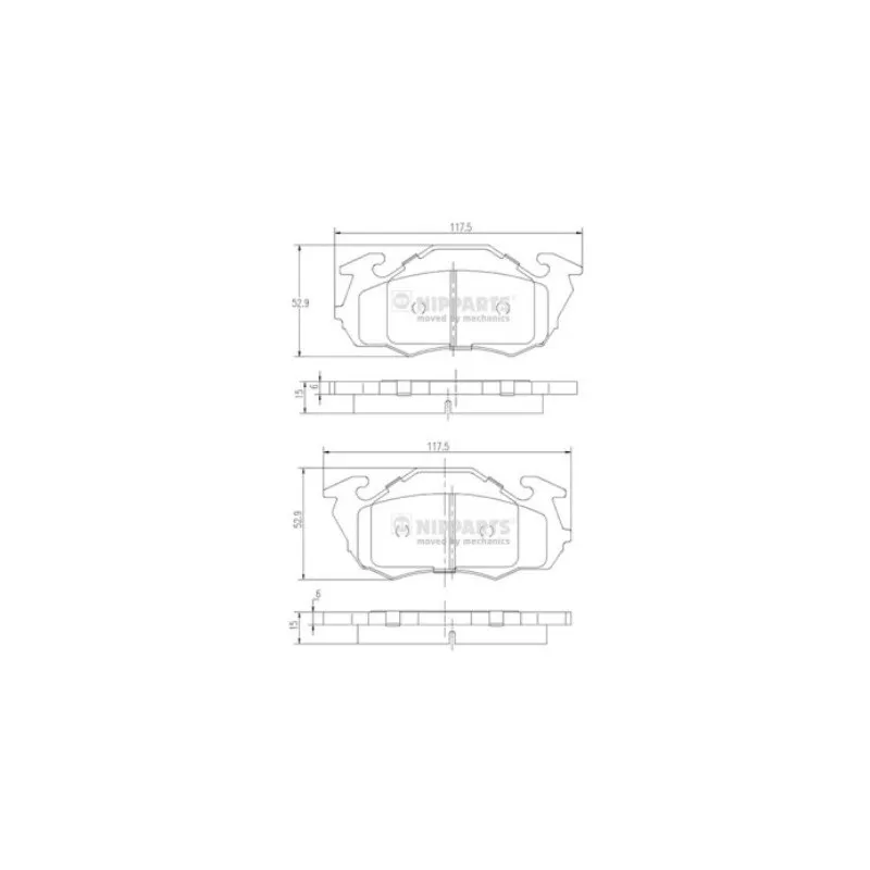 Jeu de 4 plaquettes de frein avant NIPPARTS J3607010