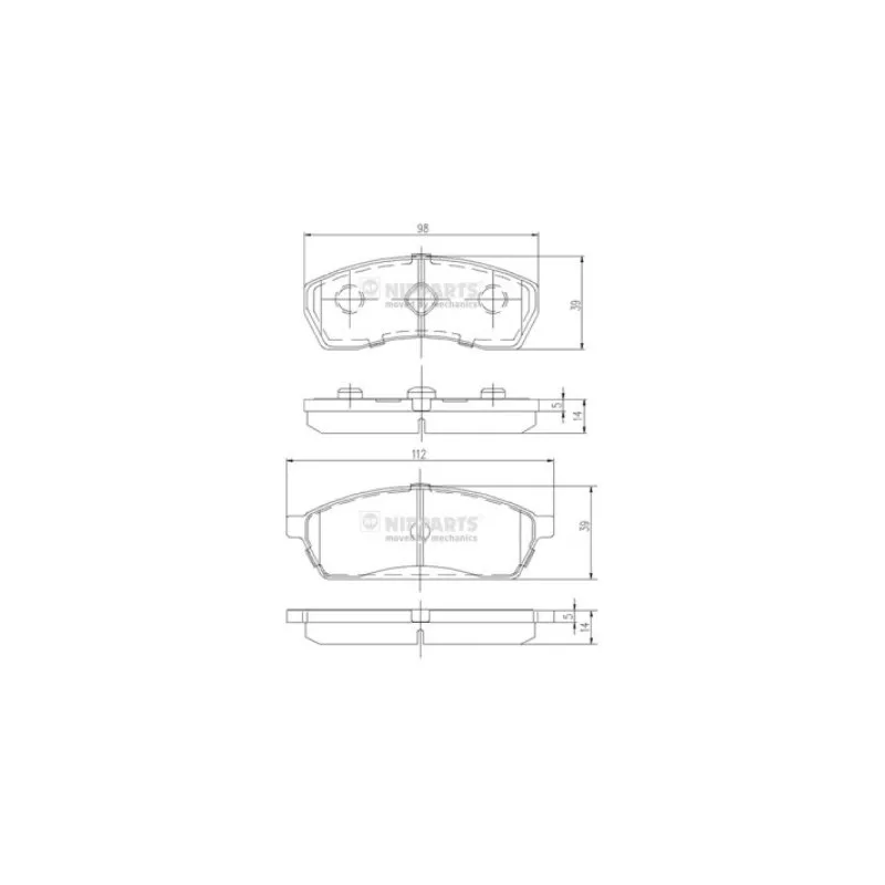 Jeu de 4 plaquettes de frein avant NIPPARTS J3607011