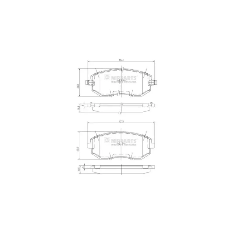 Jeu de 4 plaquettes de frein avant NIPPARTS J3607015