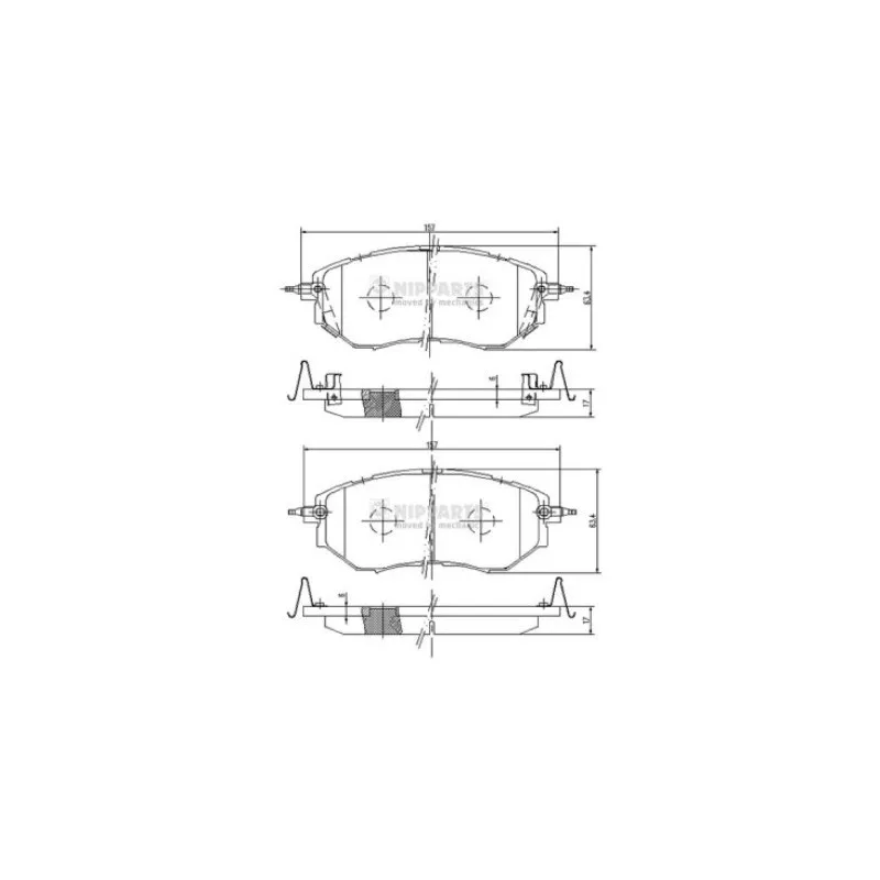 Jeu de 4 plaquettes de frein avant NIPPARTS J3607019