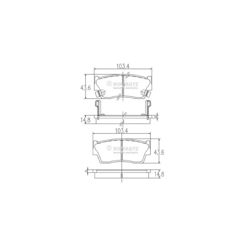 Jeu de 4 plaquettes de frein avant NIPPARTS J3608006