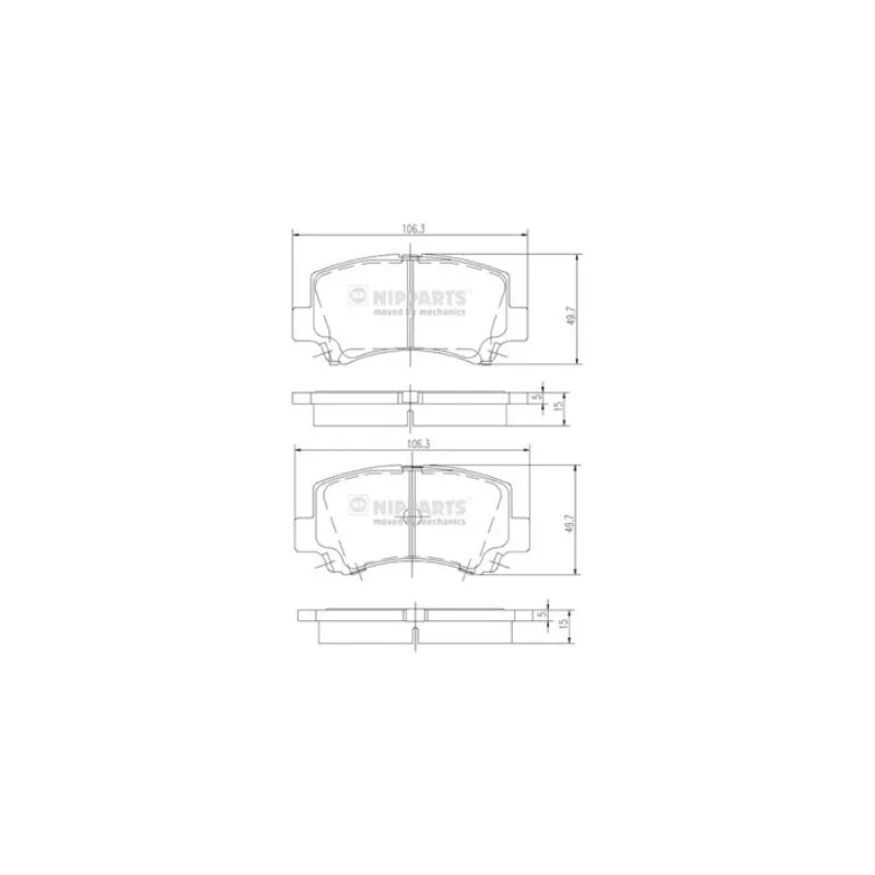 Jeu de 4 plaquettes de frein avant NIPPARTS J3608018