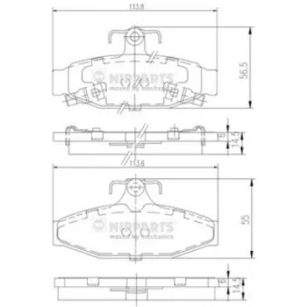 Jeu de 4 plaquettes de frein arrière NIPPARTS J3610400