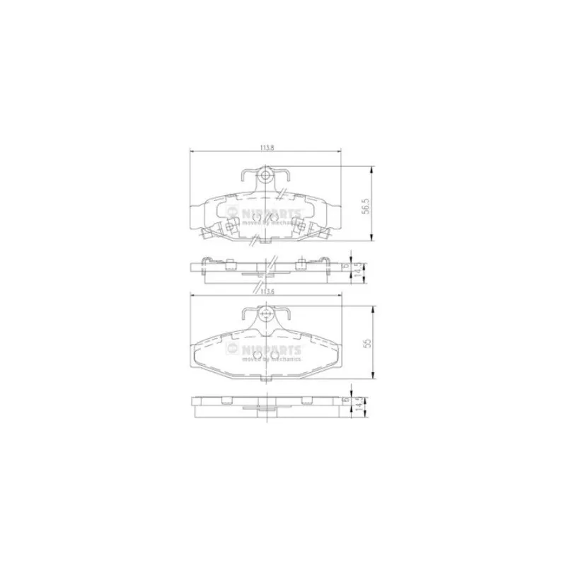 Jeu de 4 plaquettes de frein arrière NIPPARTS J3610400