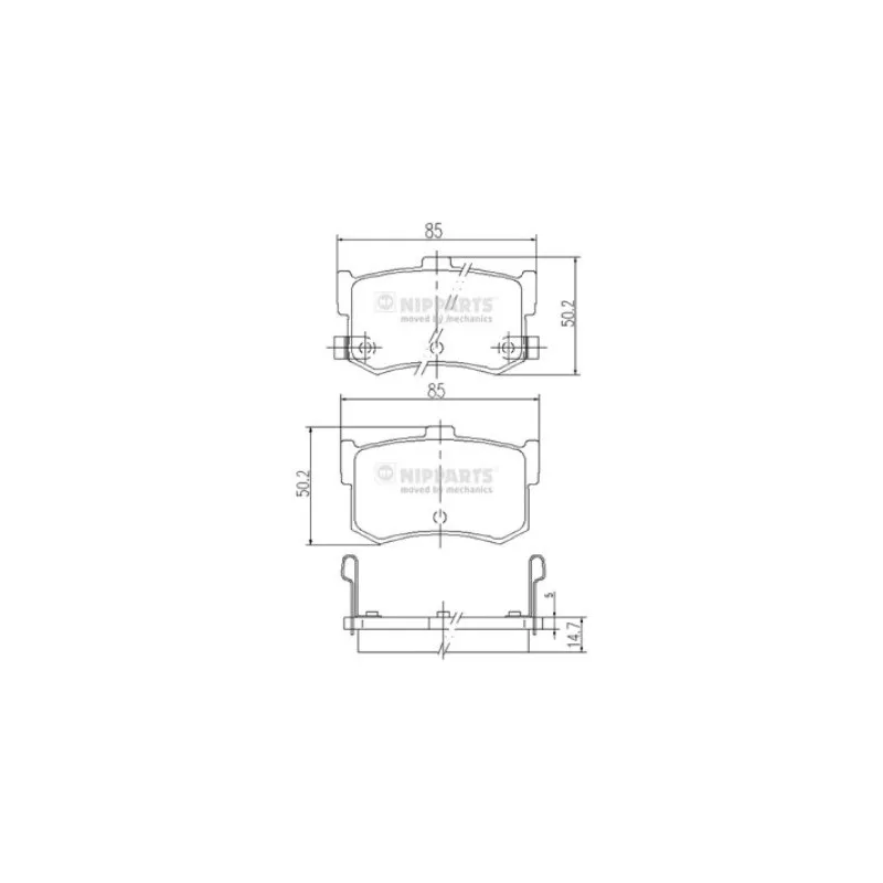 Jeu de 4 plaquettes de frein arrière NIPPARTS J3610502