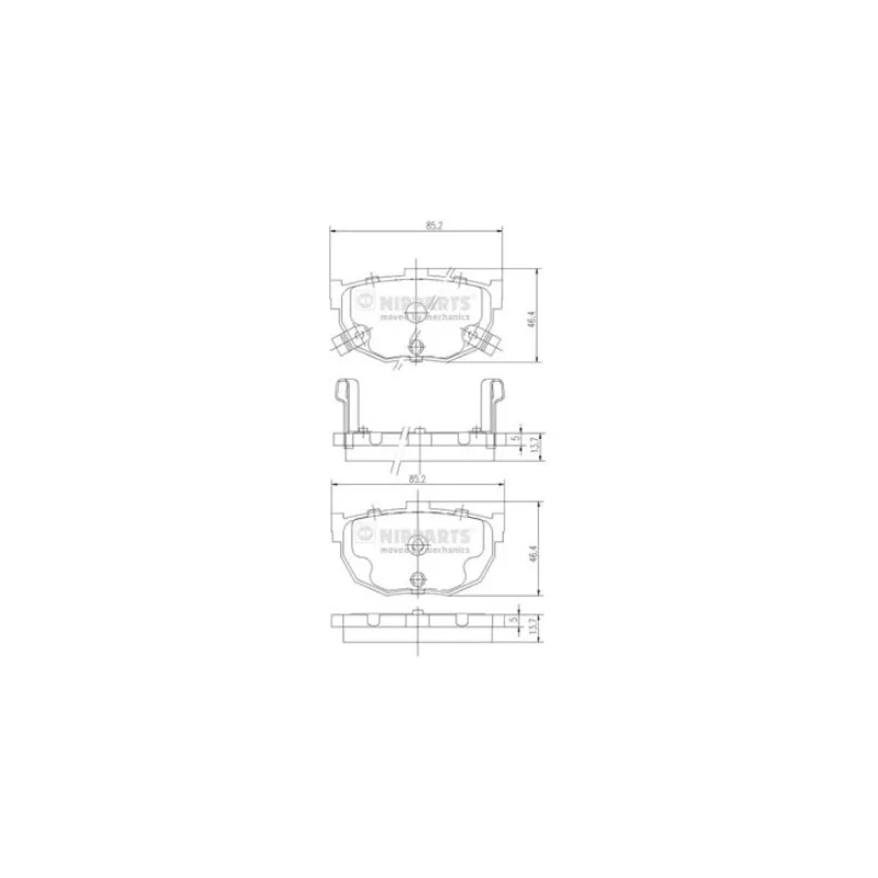 Jeu de 4 plaquettes de frein arrière NIPPARTS J3610505